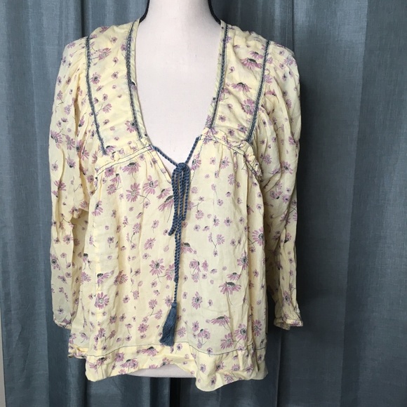 Free People daisy print peasant top Medium - Picture 2 of 7